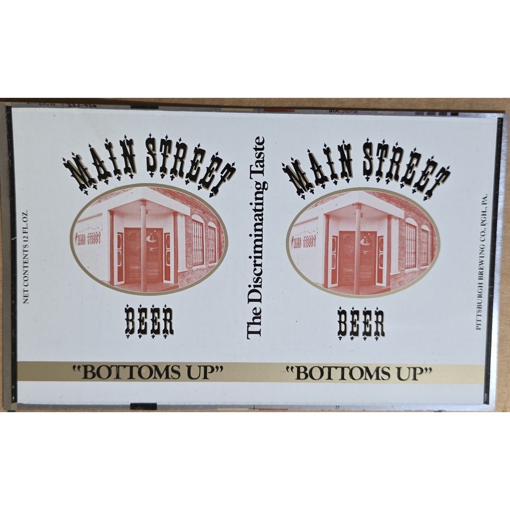 Pittsburgh Brewing Co Bottoms Up Beer flat unrolled beer can